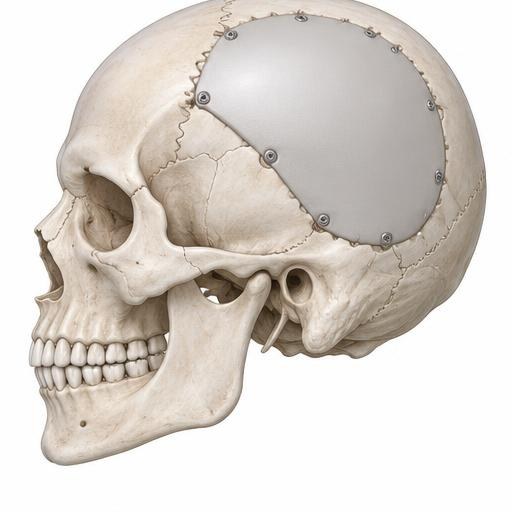 Ilustração médica: Cranioplastias ou reconstruções cranianas