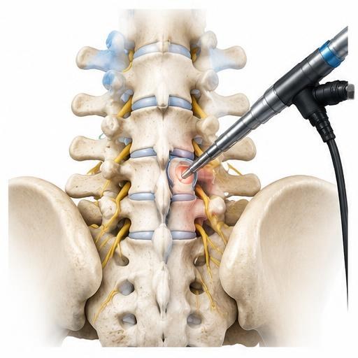 Ilustração: Cirurgia endoscópica da coluna por técnica uniportal