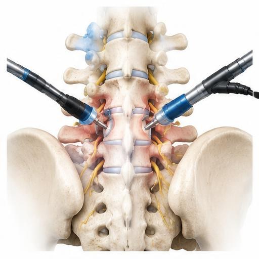 Ilustração: Cirurgia endoscópica da coluna por técnica biportal