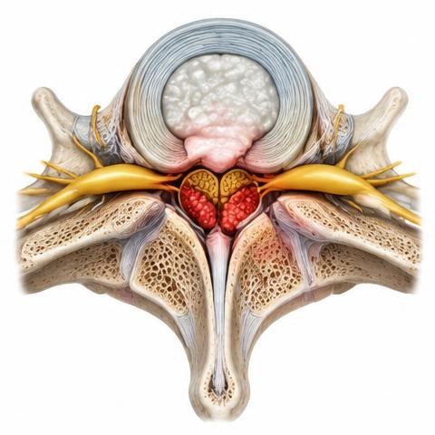 Ilustração médica: Estenose de canal lombar